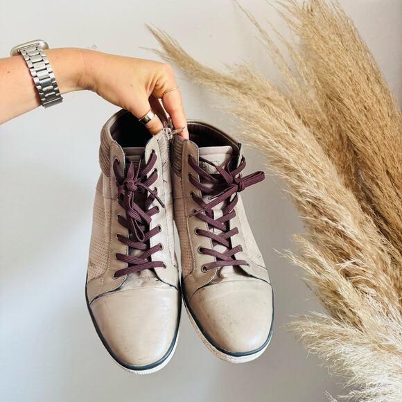 MENS KENNETH COLE Rubber Grey Brown White Lace Up High Top Sneakers Shoes 10 - Picture 7 of 12